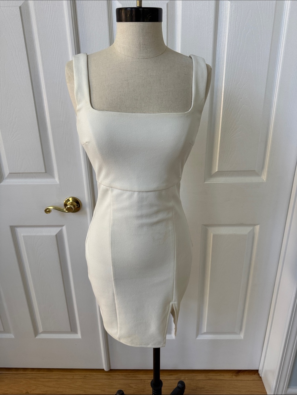 Windsor Cream Square-Neck Mini Bodycon Dress